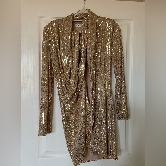 Zara gold sequined mini dress - Picture 6 of 8